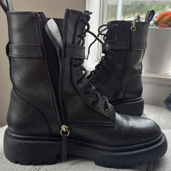 ZARA LACED LEATHER ANKLE BOOTS - Picture 5 of 6